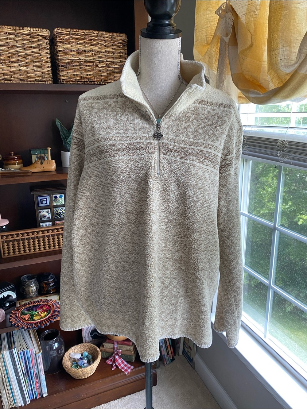 Coldwater Creek Cream Half-Zip Pullover Sweater EUC